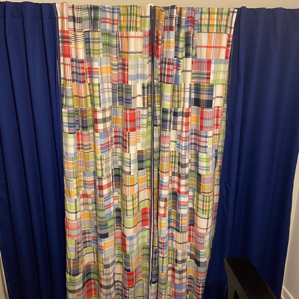 Pottery Barn Kids Madras Curtains and Shams